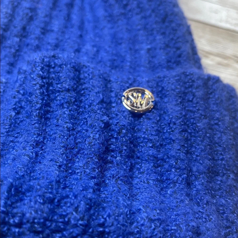 Steve Madden Blue‎ Knit Pom-Pom Hat NEW O/S